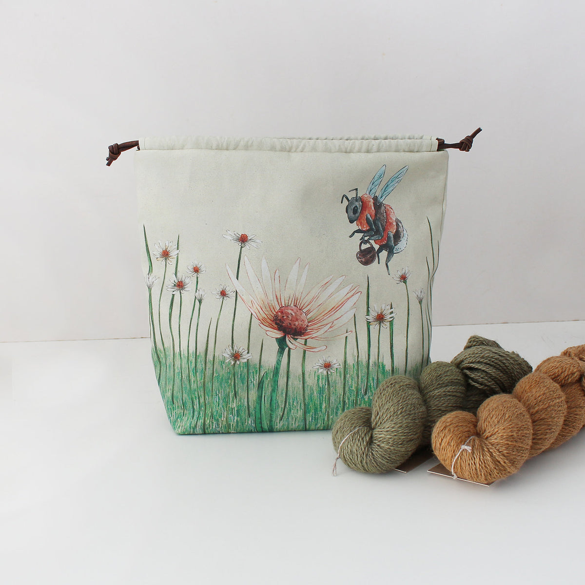 Sac à projets tricot à cordon