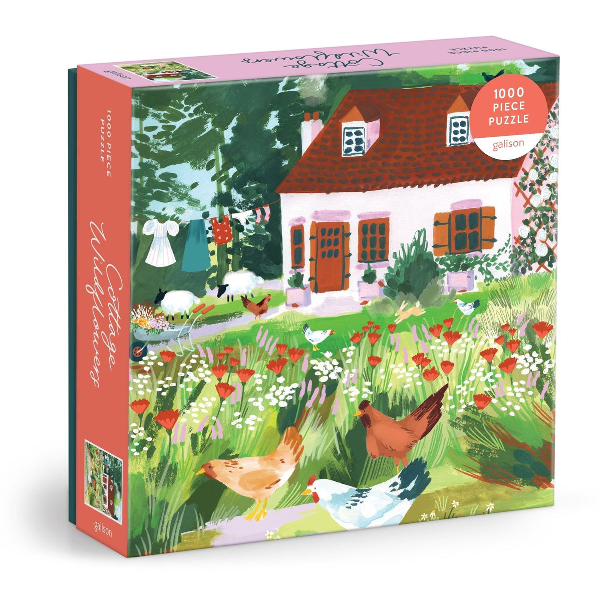 Cottage Wildflowers 1000 Piece Puzzle in a Square Box - Galison