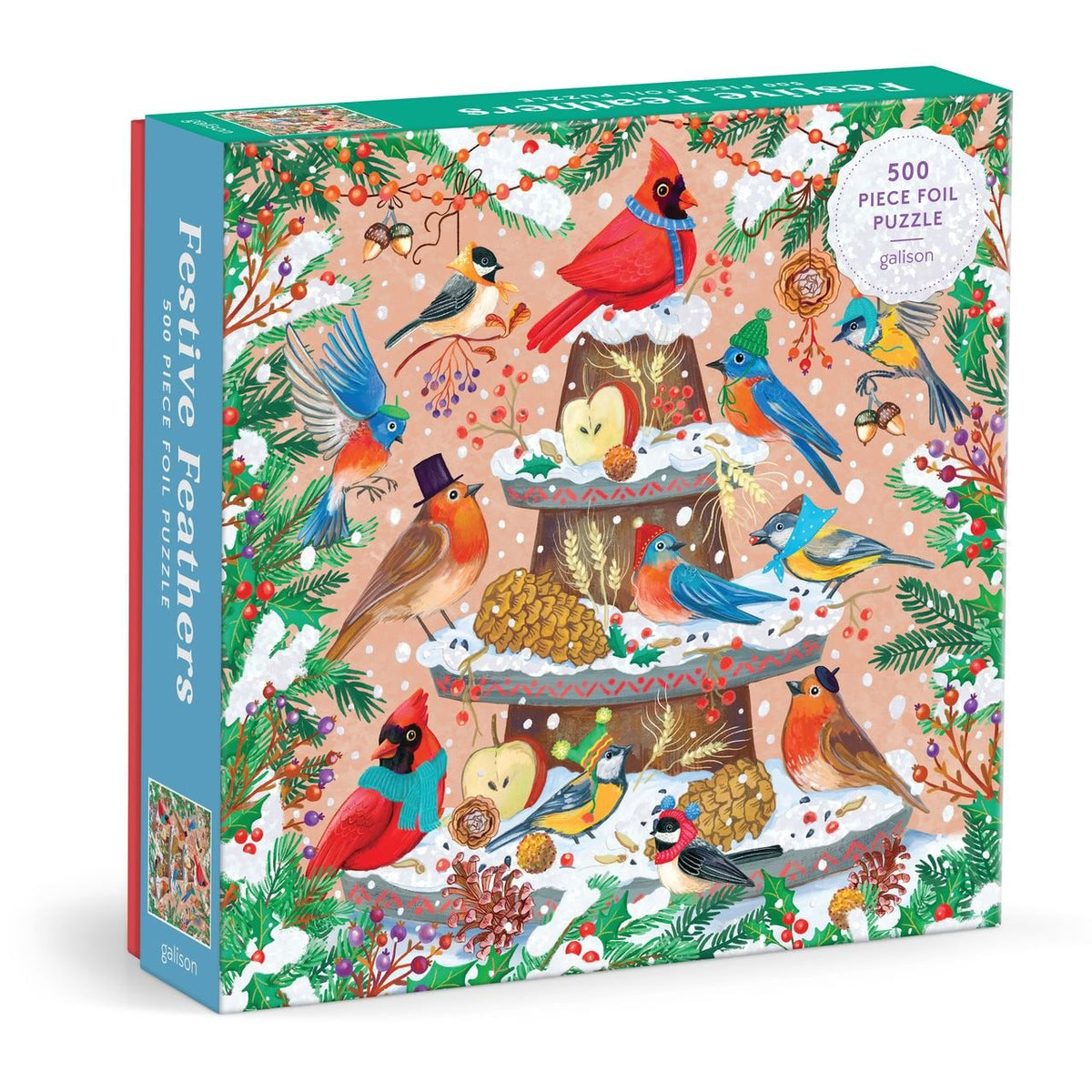 Festive Feathers 500 Piece Foil Puzzle - Galison
