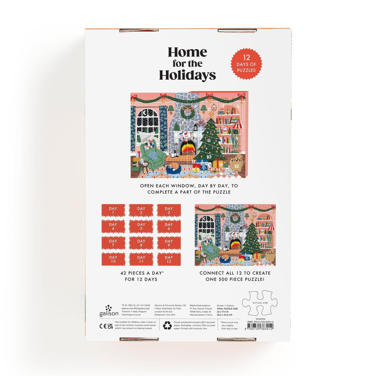 Home for the Holidays 500 Piece Advent Puzzle Calendar - Galison
