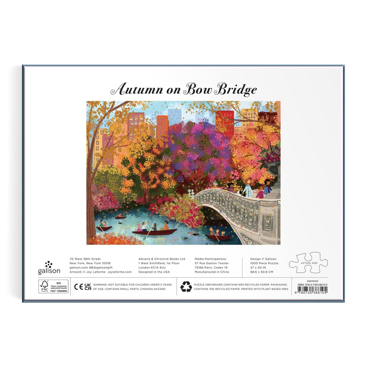 Joy Laforme Autumn on Bow Bridge 1000 Piece Puzzle - Galison