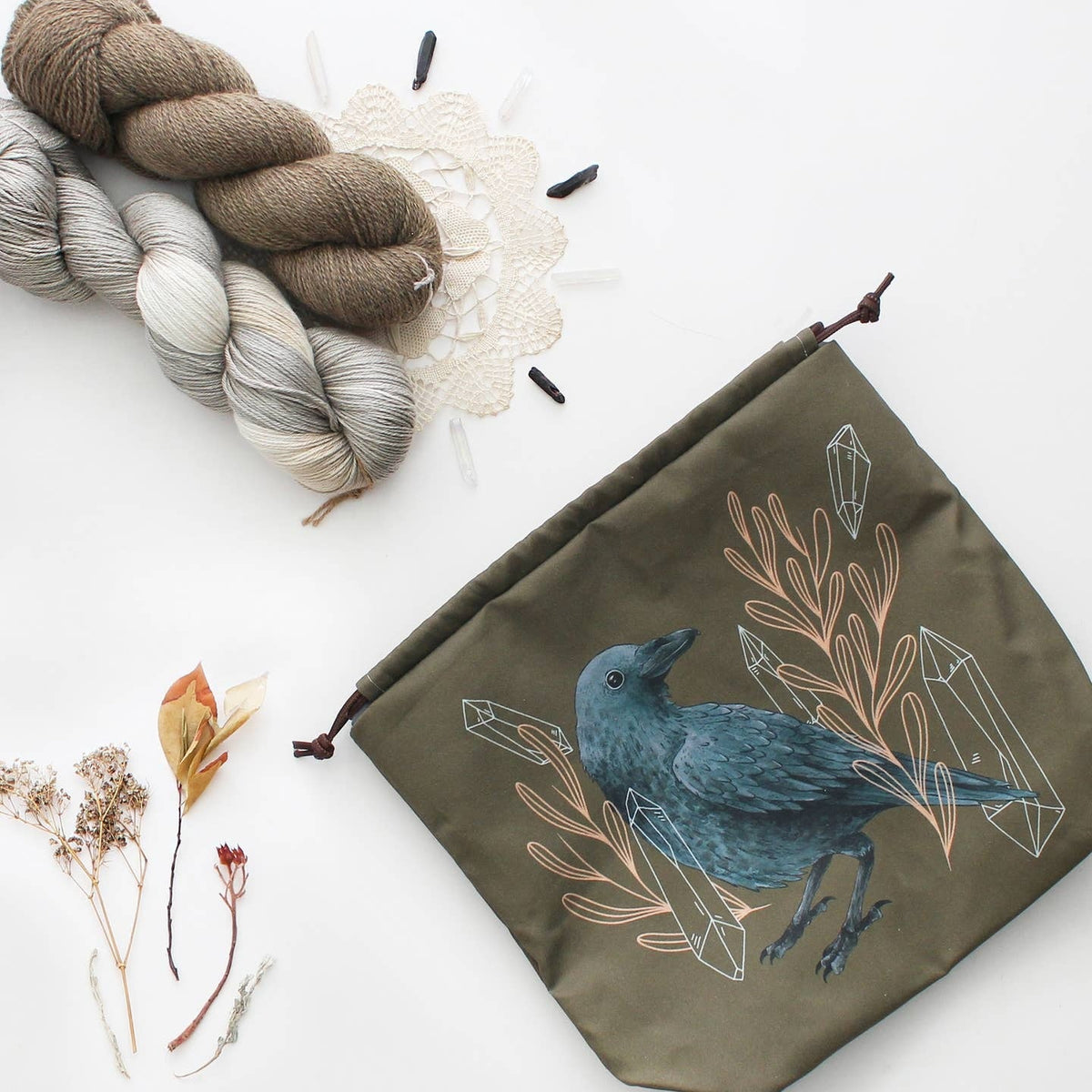 Amber Le Corbeau Sock Size Sac à projets tricot The Blue Rabbit House - The Blue Rabbit House