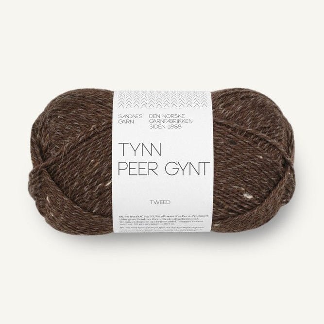 3085 - Mork Brun/Natur Tweed Tynn Peer Gynt - Sandnes Garn