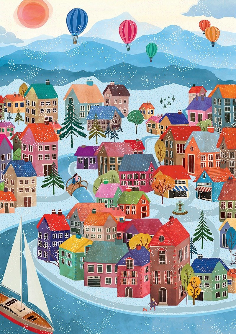 Village d’Hiver - Puzzle 500 pièces - Pieces & Peace
