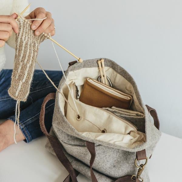 Gris foncé SAC A TRICOT EN LAINE TWIG&HORN - Twig & Horn
