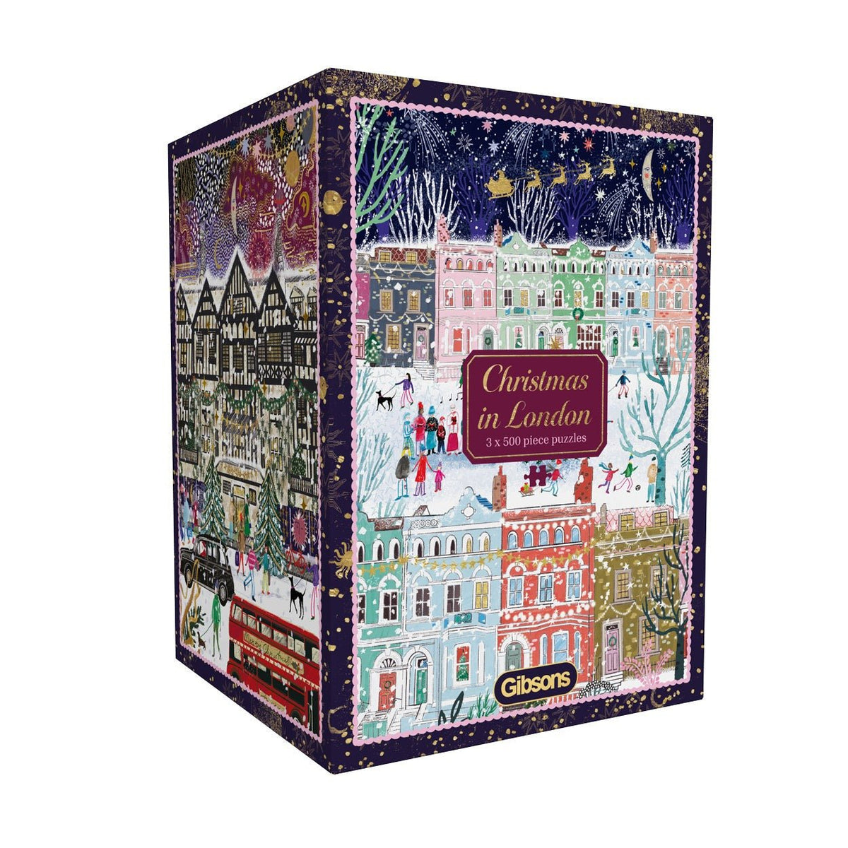 Christmas in London 3 x 500 Piece Jigsaw Puzzle - Gibsons