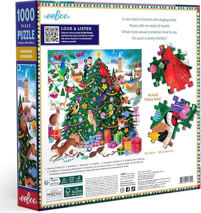 Christmas Songbirds 1000 Piece Puzzle - Eeboo