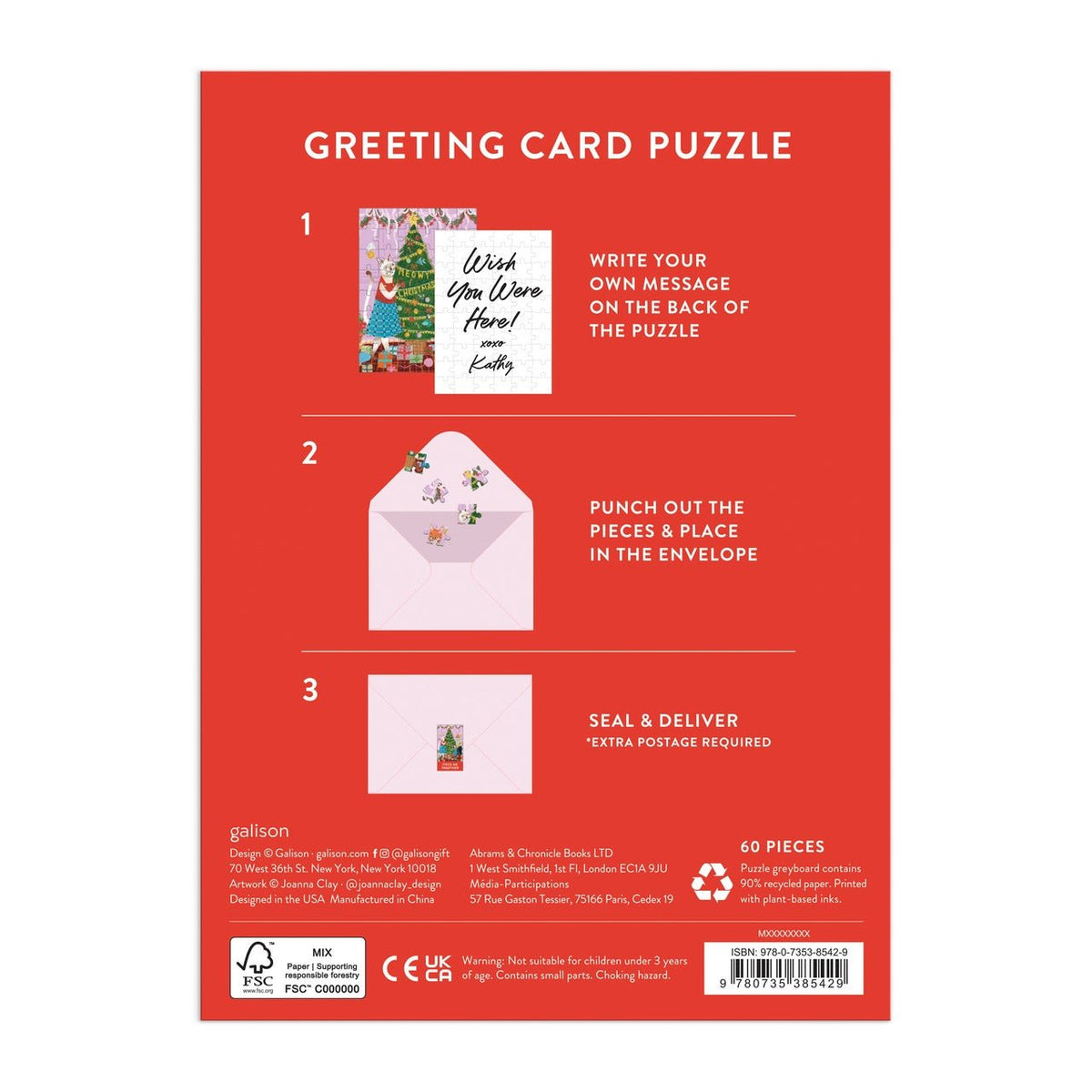 Meowy Christmas Greeting Card Puzzle - Galison