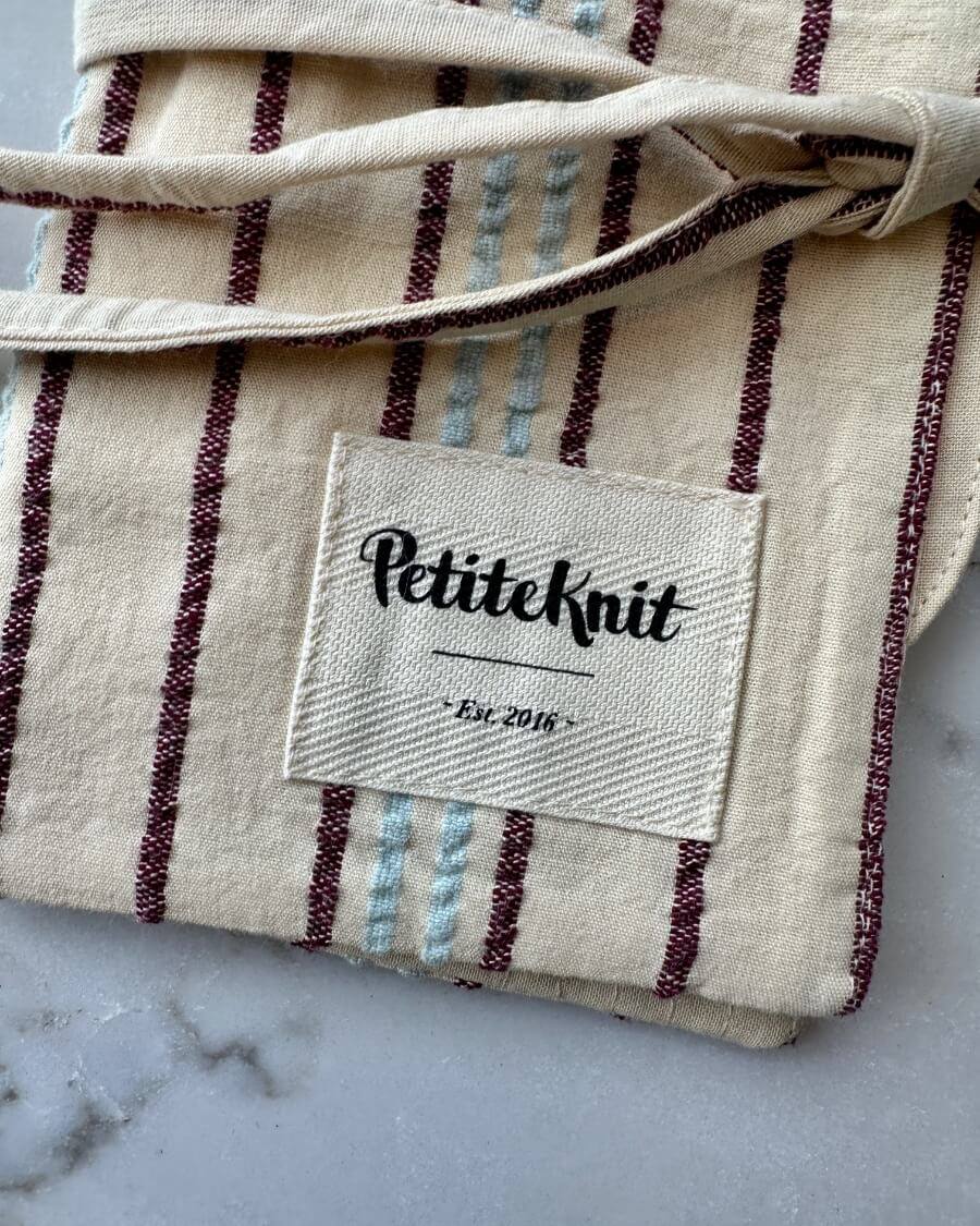 Seersucker Twin Stripe Knitter's Needle Case - To Go - PetiteKnit - Petite Knit