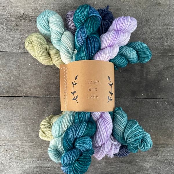 Day 14 (Amethyst Isle) MINI SOCK FADE SETS - Lichen and Lace