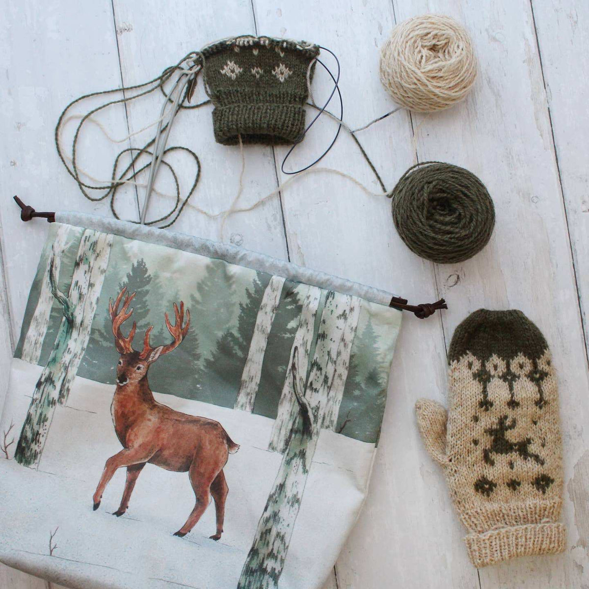 Finn le cerf Sock Size Sac à projets tricot The Blue Rabbit House - The Blue Rabbit House
