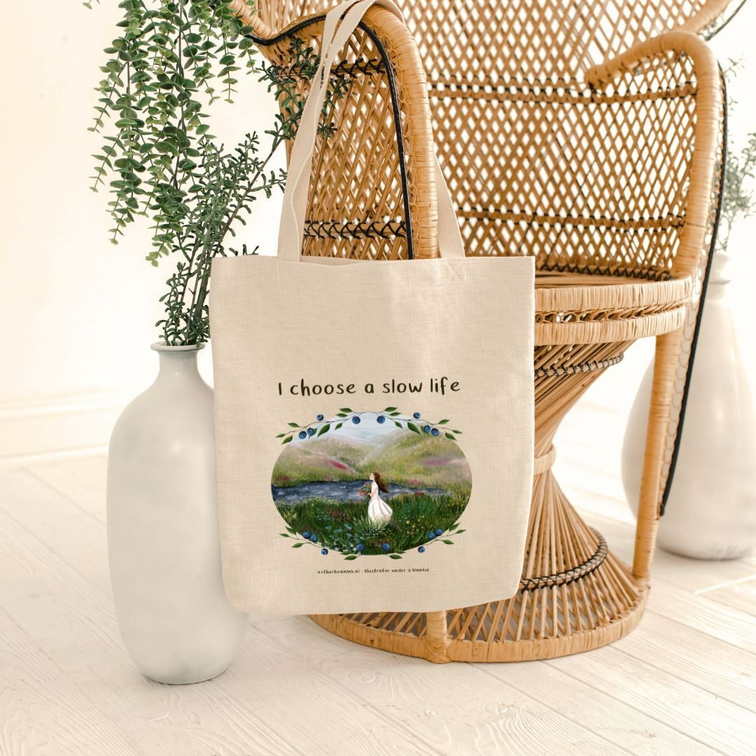 I choose a slow life Tote bag Cosiness is a way of life & I choose a slow life - Esther Bennink