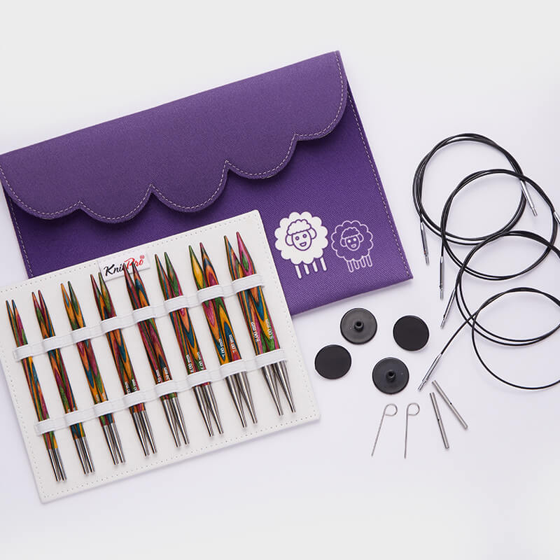 Kit complet d'aiguilles circulaires bois symfonie deluxe - Knit Pro