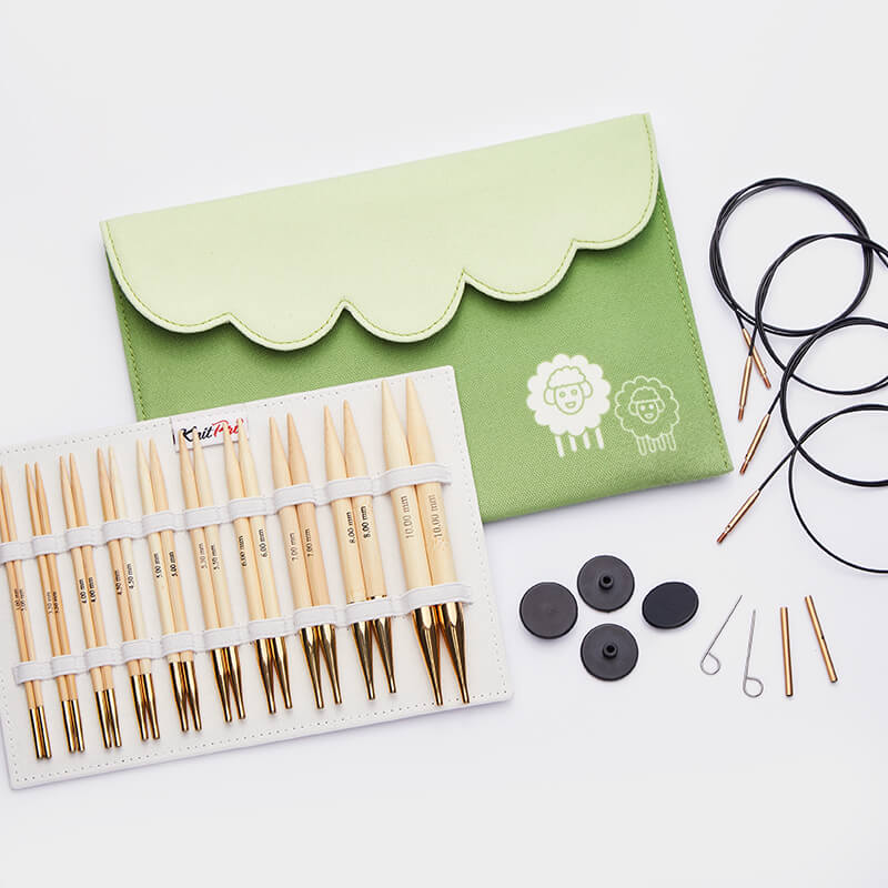 Set d'aiguilles circulaires interchangeables de luxe en bambou - Knit Pro